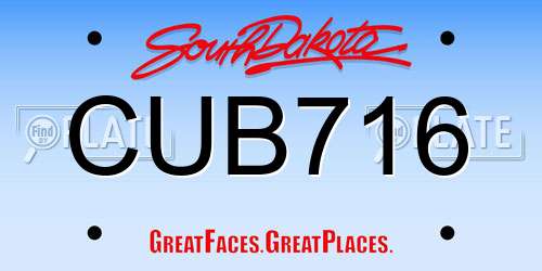 CUB716 South Dakota License Plate