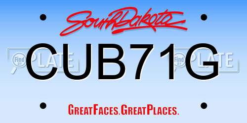 CUB71G South Dakota License Plate