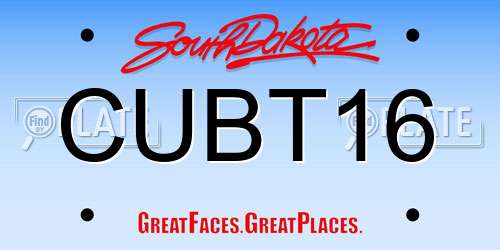 CUBT16 South Dakota License Plate