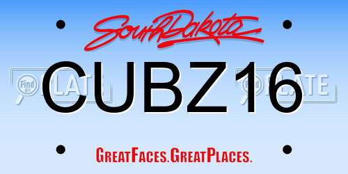 CUBZ16 South Dakota License Plate