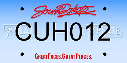 CUH012 South Dakota License Plate