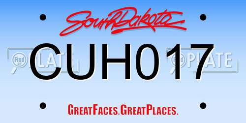CUH017 South Dakota License Plate