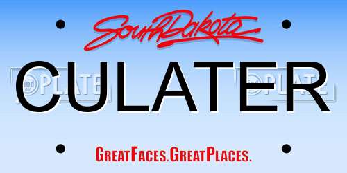 CULATER South Dakota License Plate