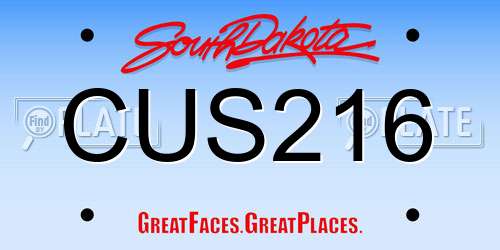 CUS216 South Dakota License Plate