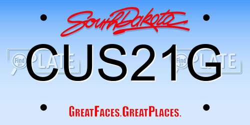 CUS21G South Dakota License Plate