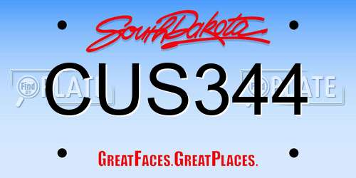 CUS344 South Dakota License Plate