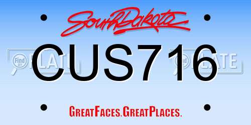 CUS716 South Dakota License Plate