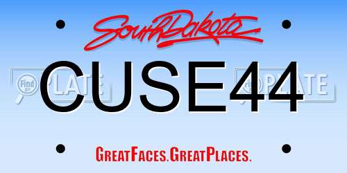 CUSE44 South Dakota License Plate