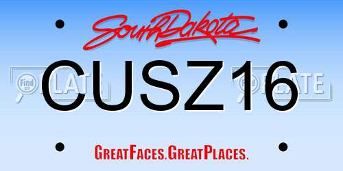 CUSZ16 South Dakota License Plate