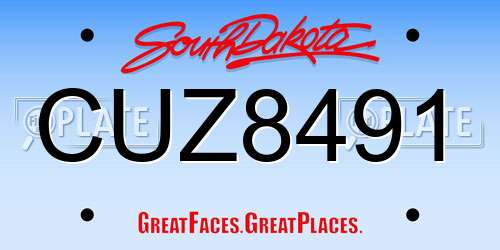 CUZ8491 South Dakota License Plate