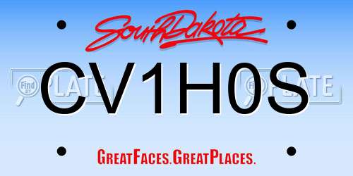CV1H0S South Dakota License Plate