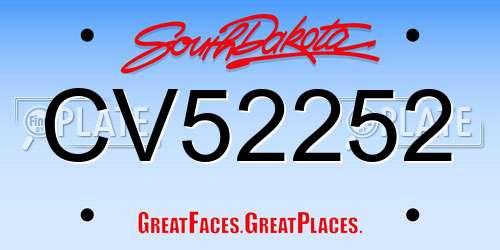 CV52252 South Dakota License Plate