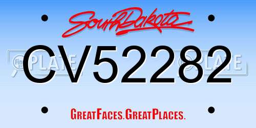 CV52282 South Dakota License Plate