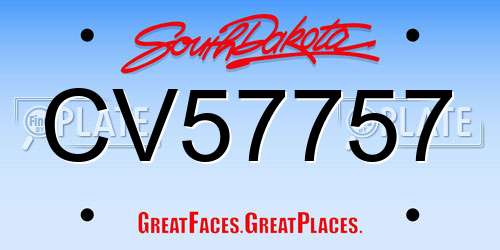 CV57757 South Dakota License Plate