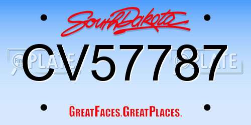 CV57787 South Dakota License Plate