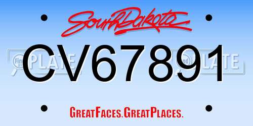CV67891 South Dakota License Plate