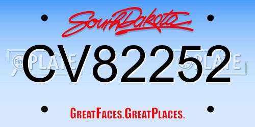 CV82252 South Dakota License Plate