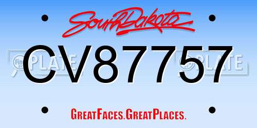 CV87757 South Dakota License Plate