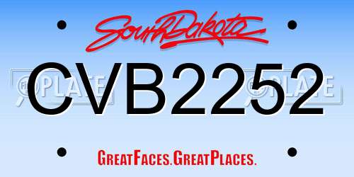 CVB2252 South Dakota License Plate