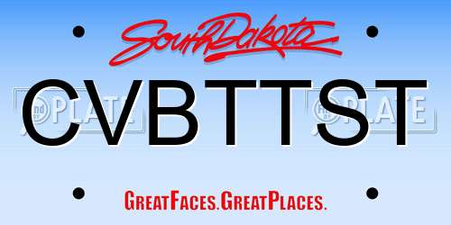 CVBTTST South Dakota License Plate