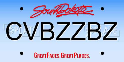 CVBZZBZ South Dakota License Plate