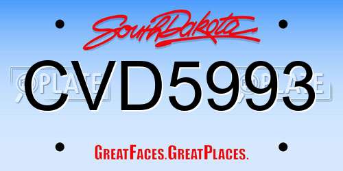 CVD5993 South Dakota License Plate
