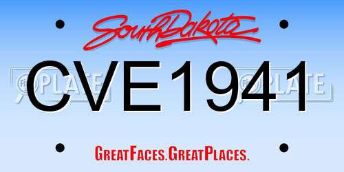 CVE1941 South Dakota License Plate