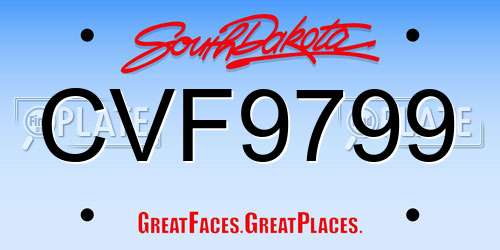 CVF9799 South Dakota License Plate