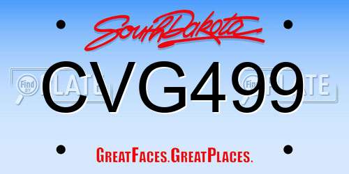 CVG499 South Dakota License Plate