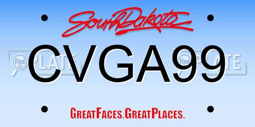 CVGA99 South Dakota License Plate