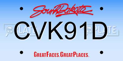 CVK91D South Dakota License Plate