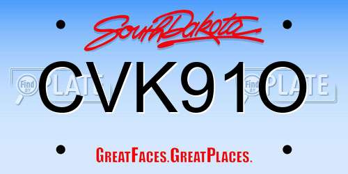 CVK91O South Dakota License Plate