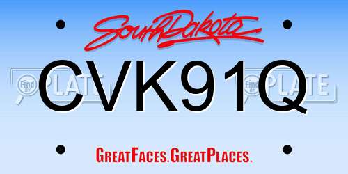 CVK91Q South Dakota License Plate