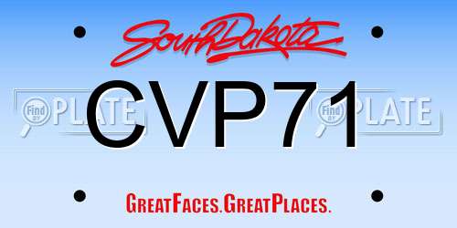 CVP71 South Dakota License Plate