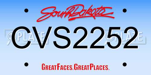 CVS2252 South Dakota License Plate