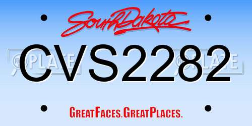 CVS2282 South Dakota License Plate
