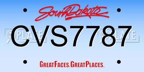 CVS7787 South Dakota License Plate
