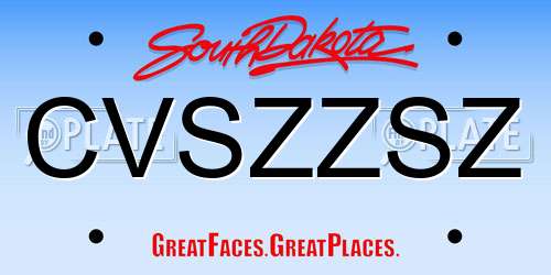 CVSZZSZ South Dakota License Plate