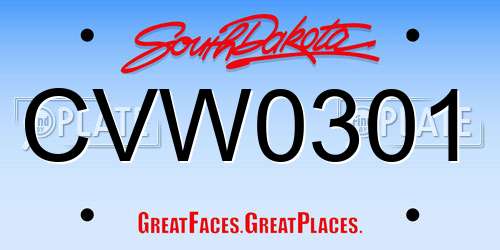 CVW0301 South Dakota License Plate