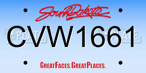 CVW1661 South Dakota License Plate