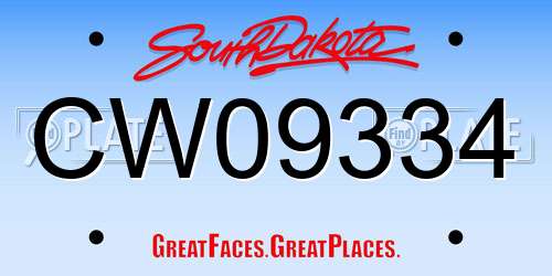 CW09334 South Dakota License Plate