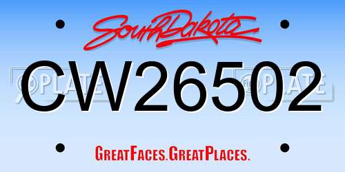 CW26502 South Dakota License Plate