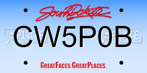 CW5P0B South Dakota License Plate
