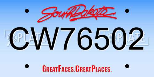 CW76502 South Dakota License Plate
