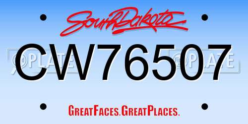 CW76507 South Dakota License Plate
