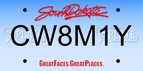 CW8M1Y South Dakota License Plate