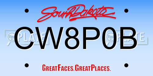 CW8P0B South Dakota License Plate