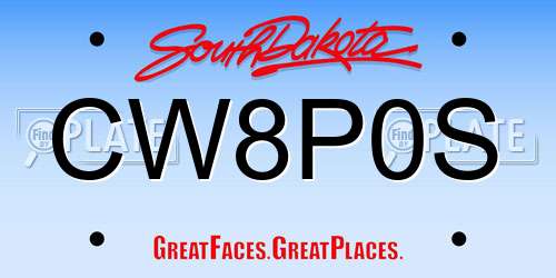 CW8P0S South Dakota License Plate