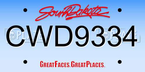 CWD9334 South Dakota License Plate