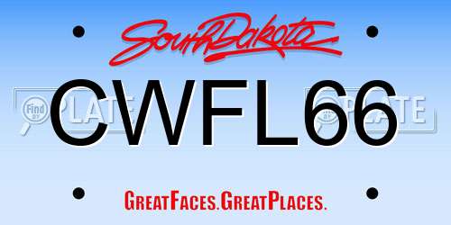 CWFL66 South Dakota License Plate